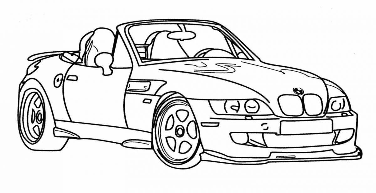Attractive sports car coloring book for kids