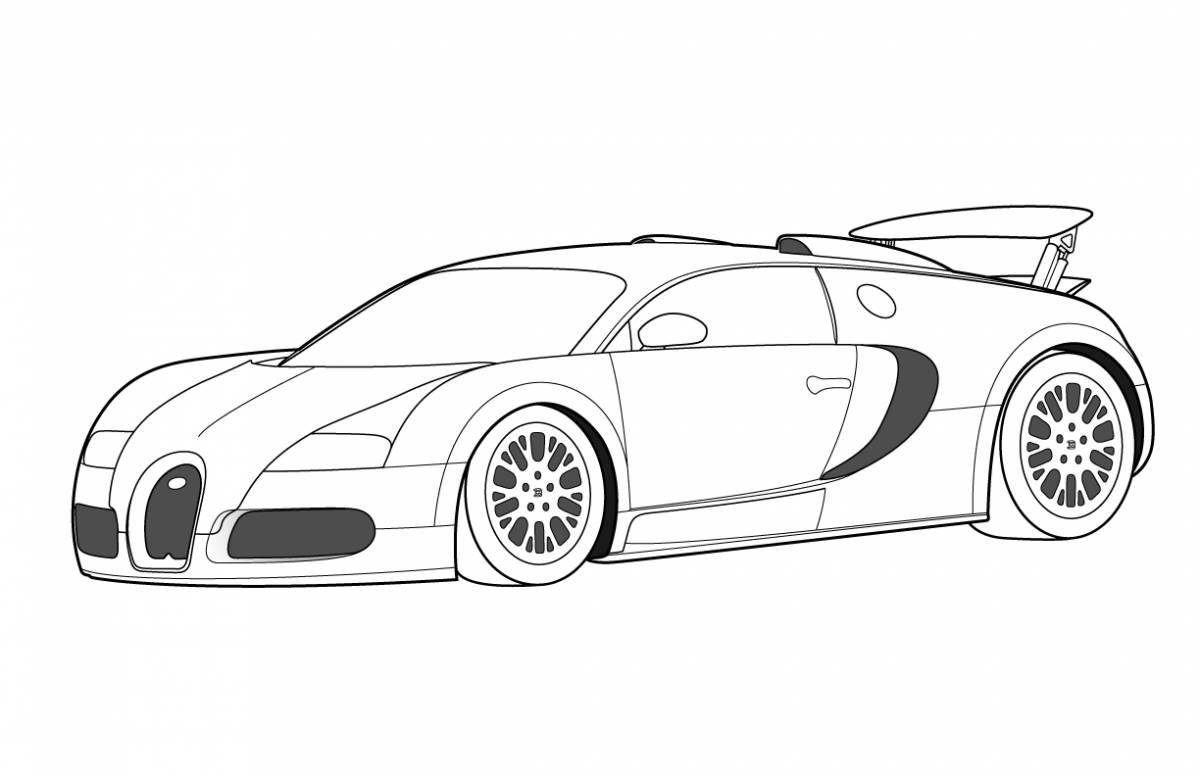 Animated sports car coloring page for kids