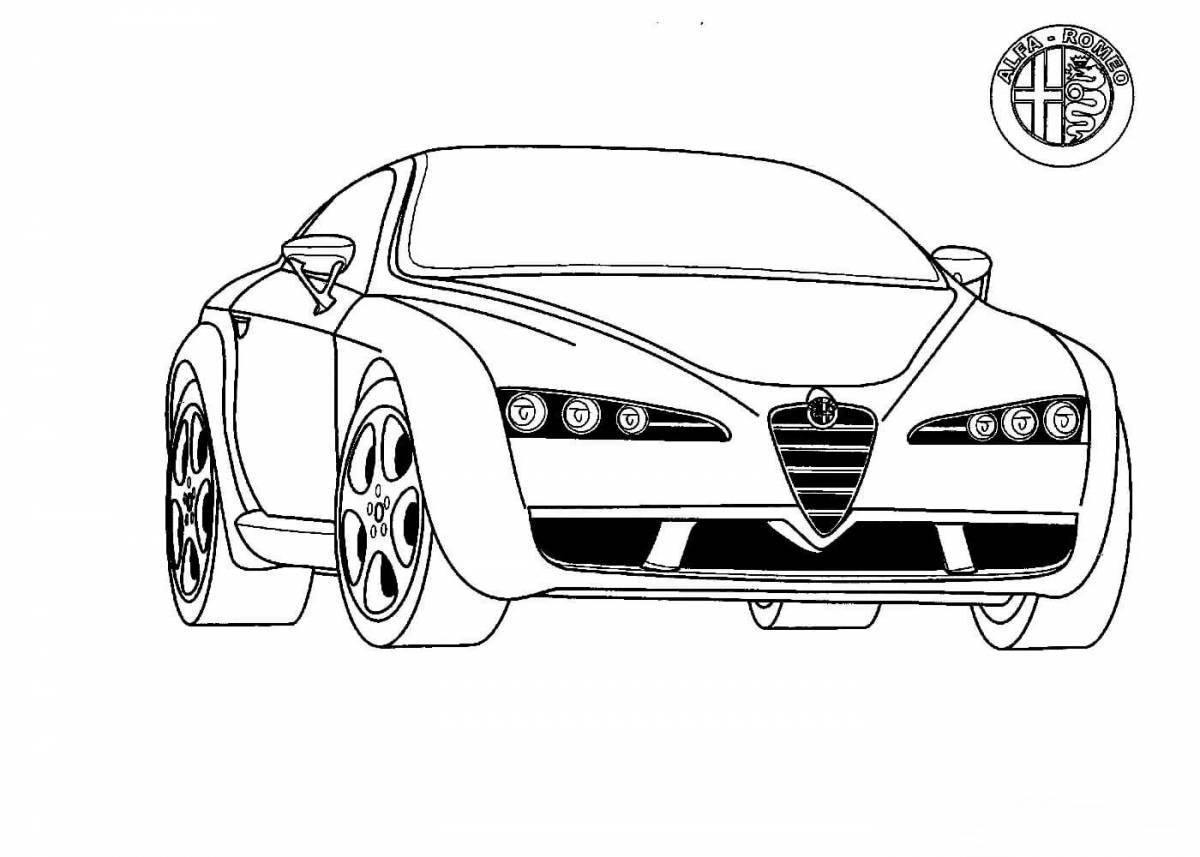 Playful sports car coloring page for kids