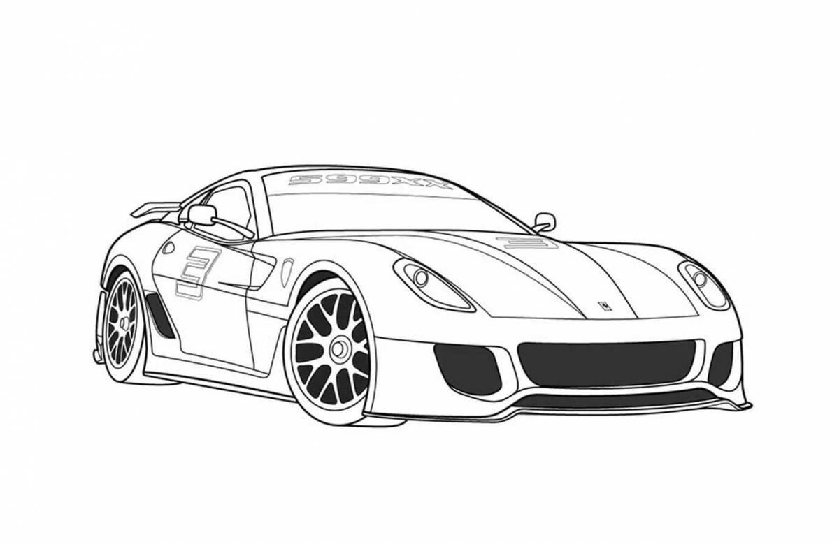 Funny sports car coloring book for kids