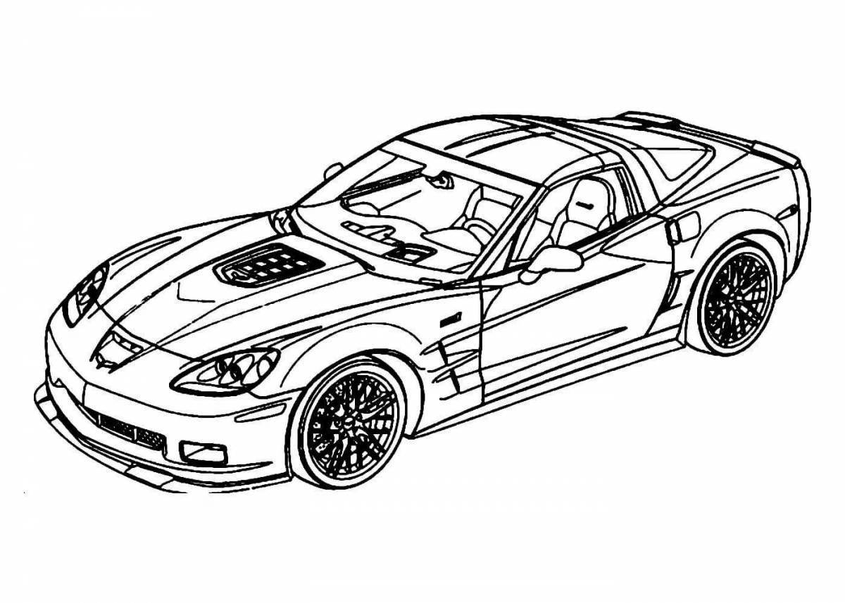 Dramatic sports car coloring pages for kids