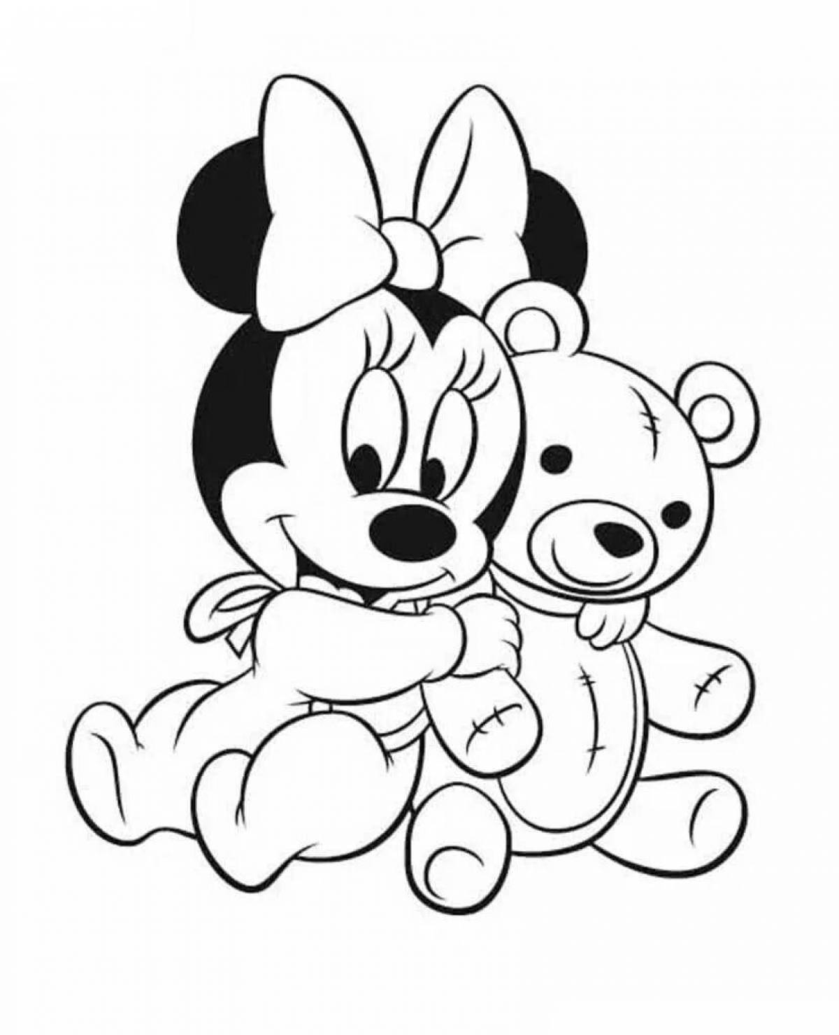 Minnie coloring while playing