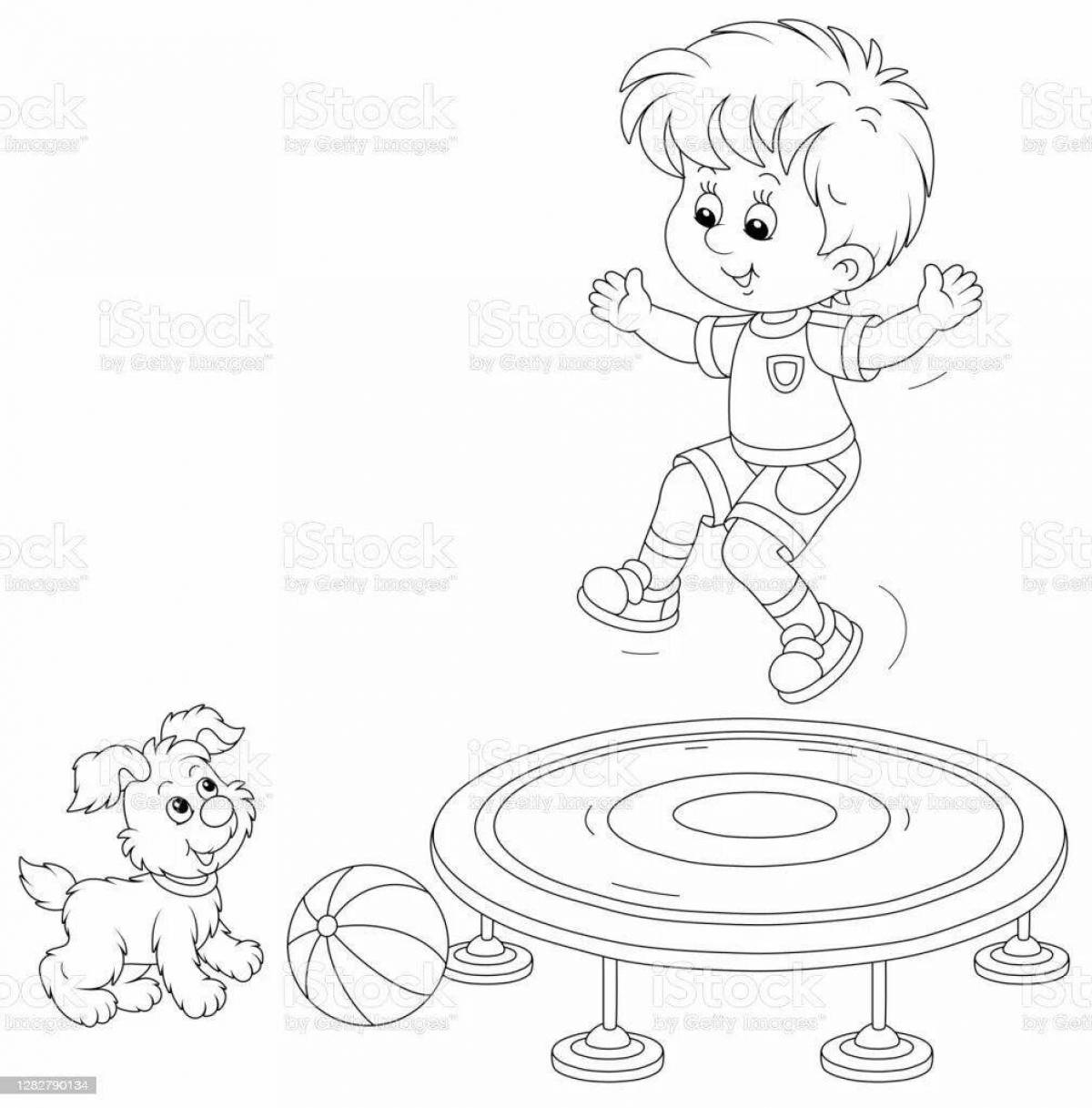 Photo Coloring page joyful jumping