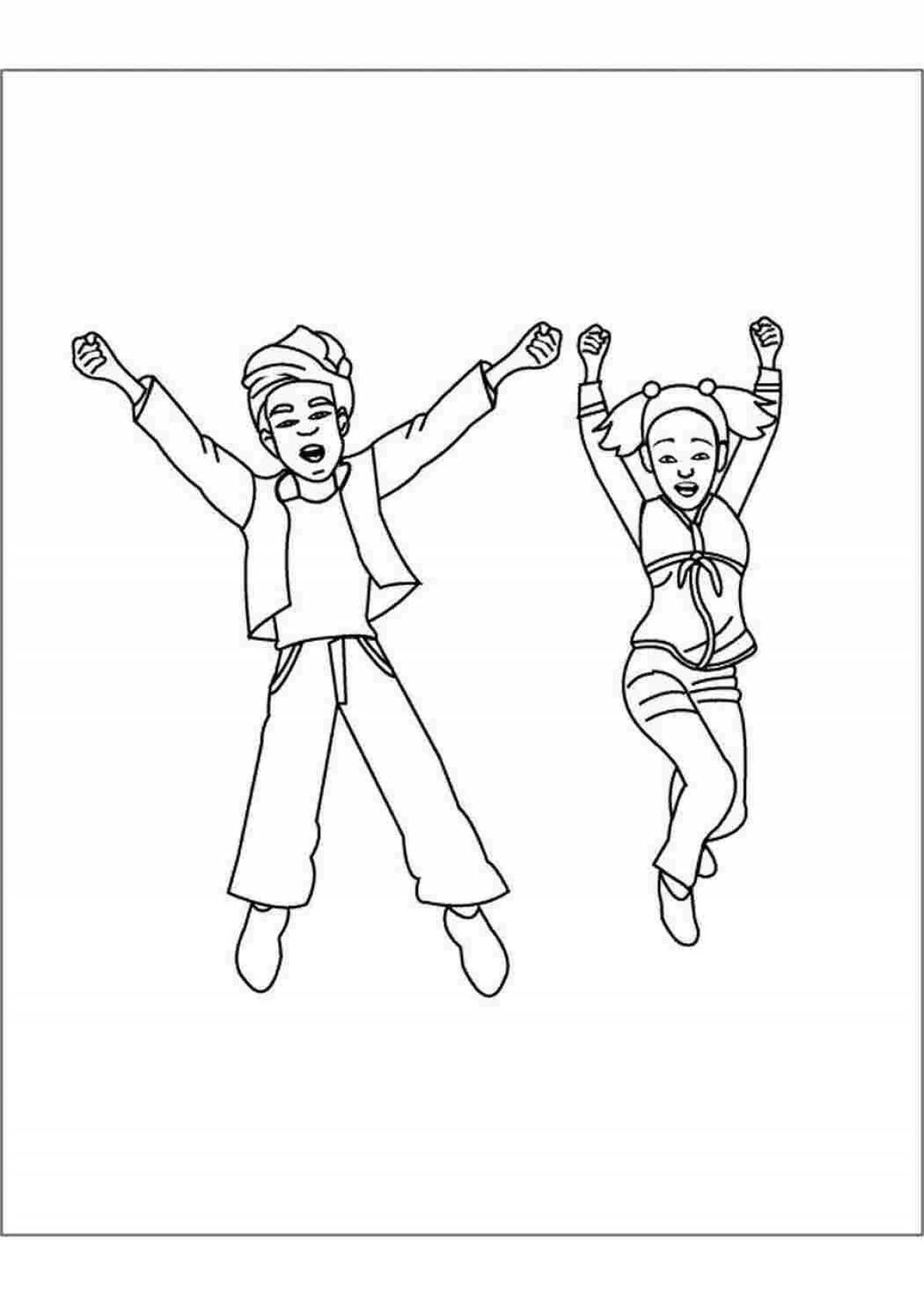 Playful jumping coloring page
