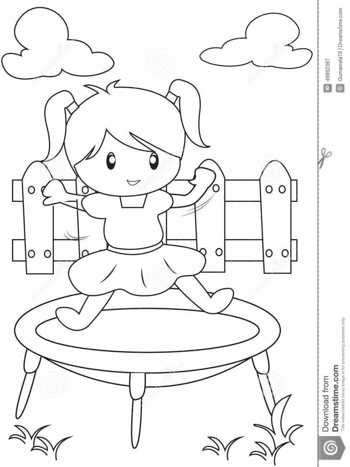 Animated jumping coloring page