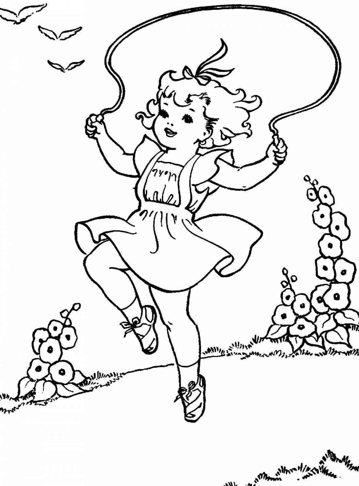Fun coloring page for jumping