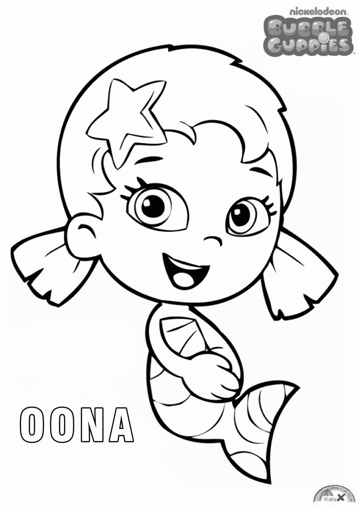 Glowing guppies coloring page