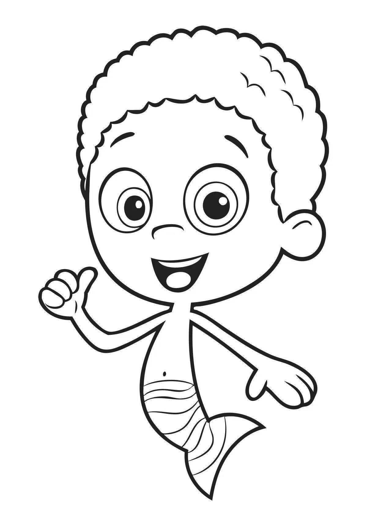 Coloring page energetic guppies