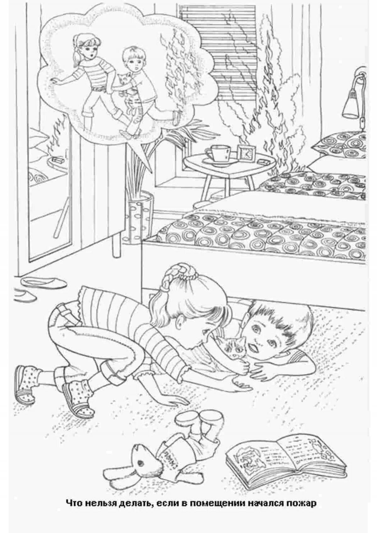 Funny fire safety coloring book