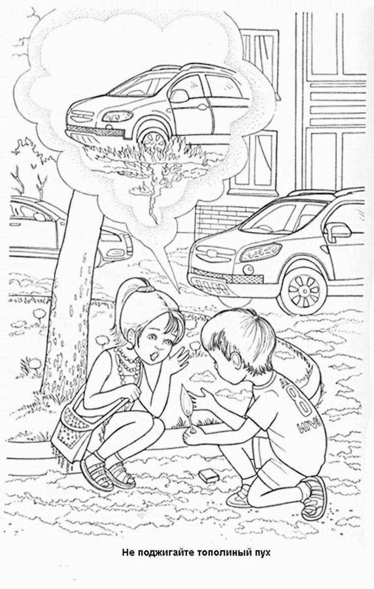 Amazing fire safety coloring page
