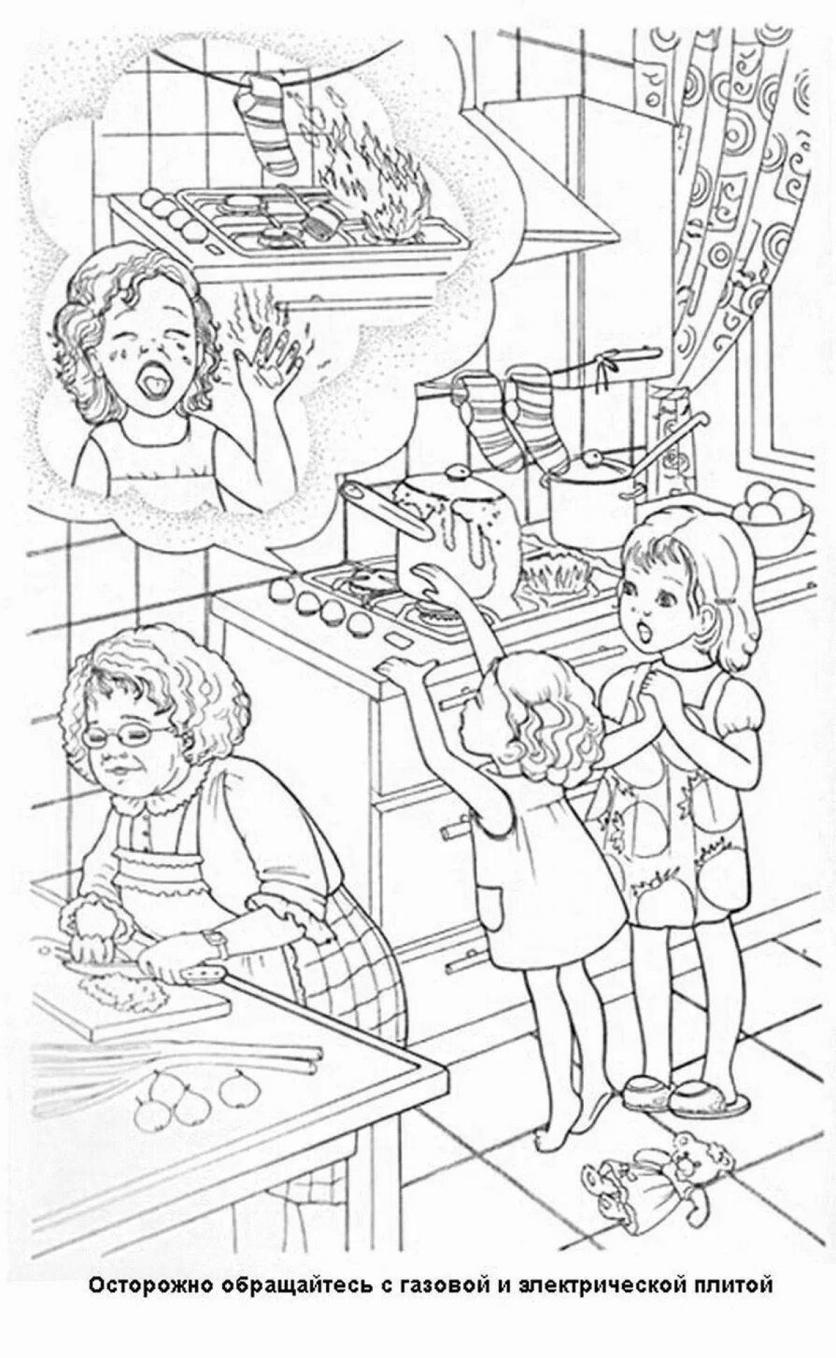 Comic fire safety coloring book