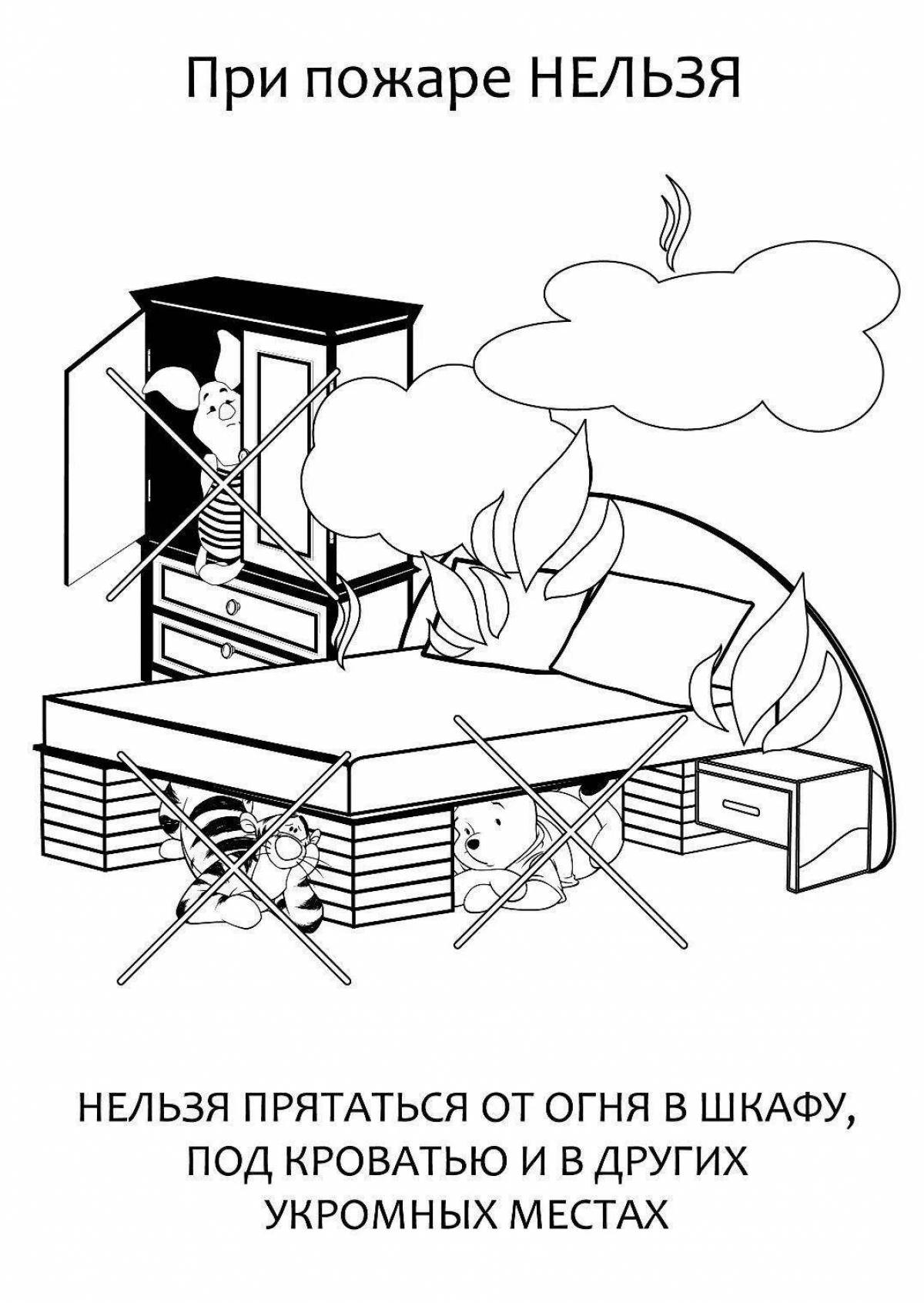 Coloring page hypnotic fire safety