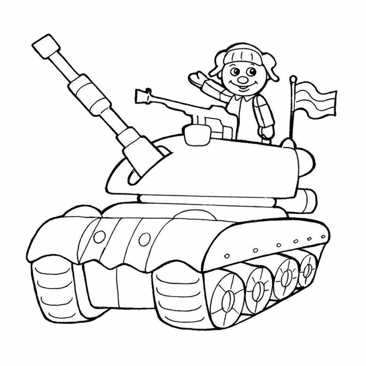 Coloring tank with eyes for a boy