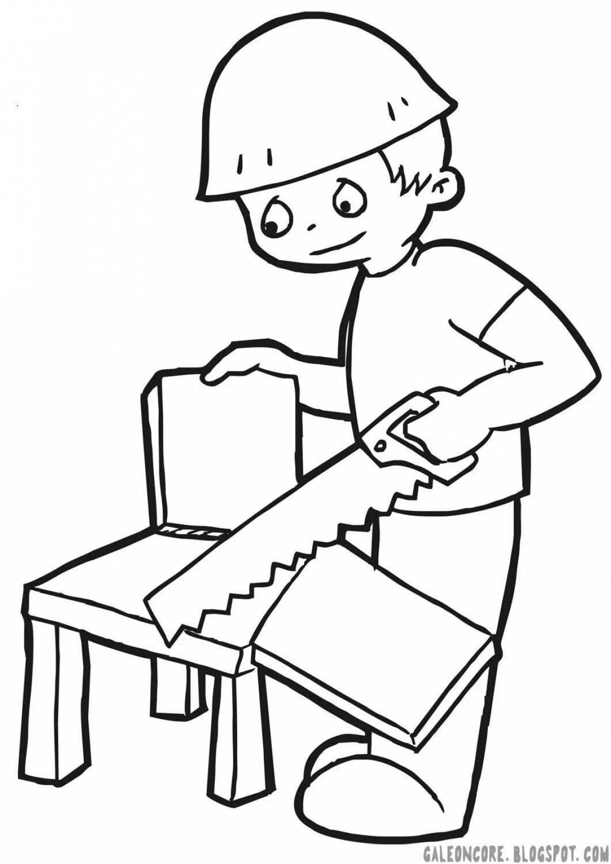 Living carpenter coloring page