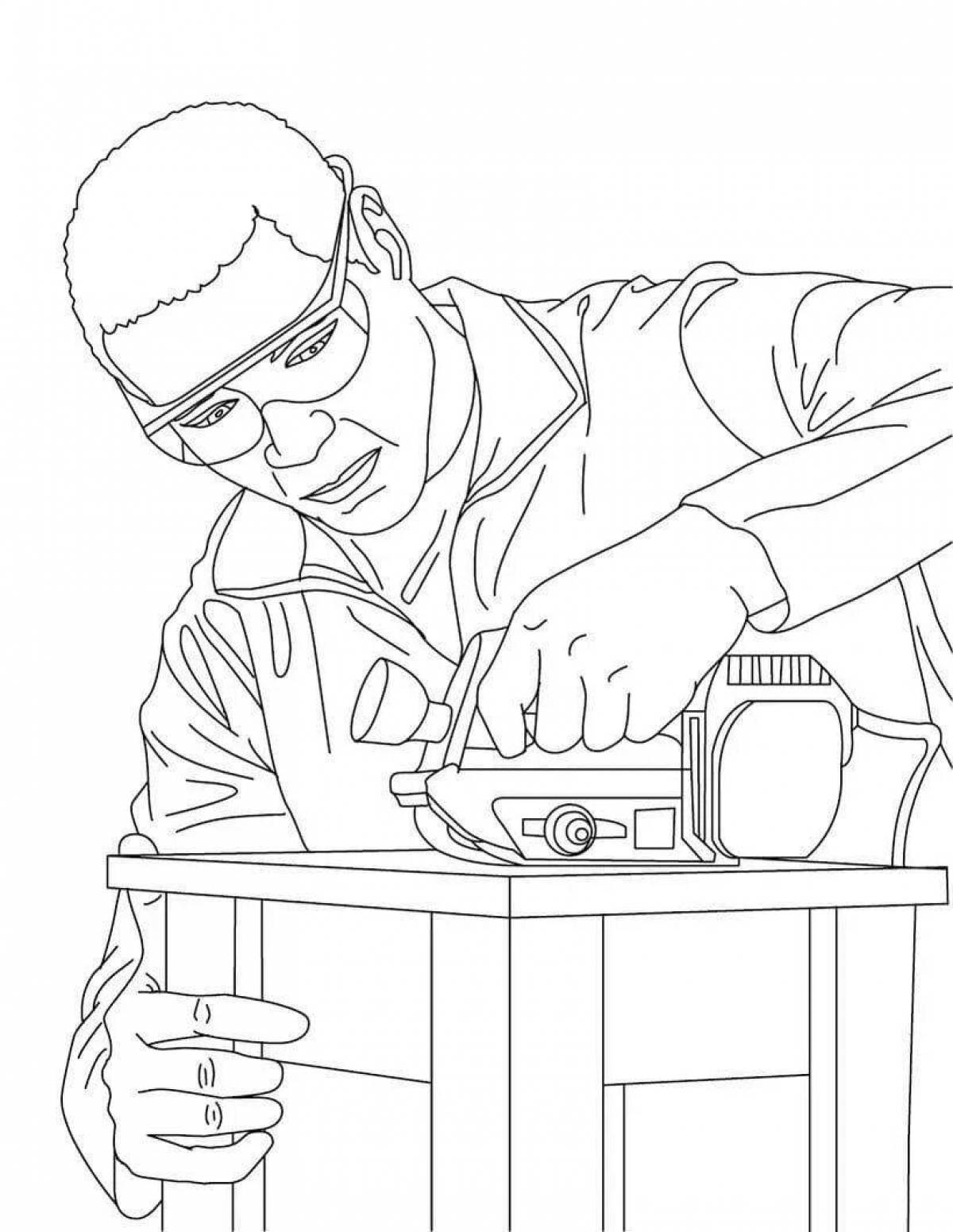Intricate carpenter coloring book