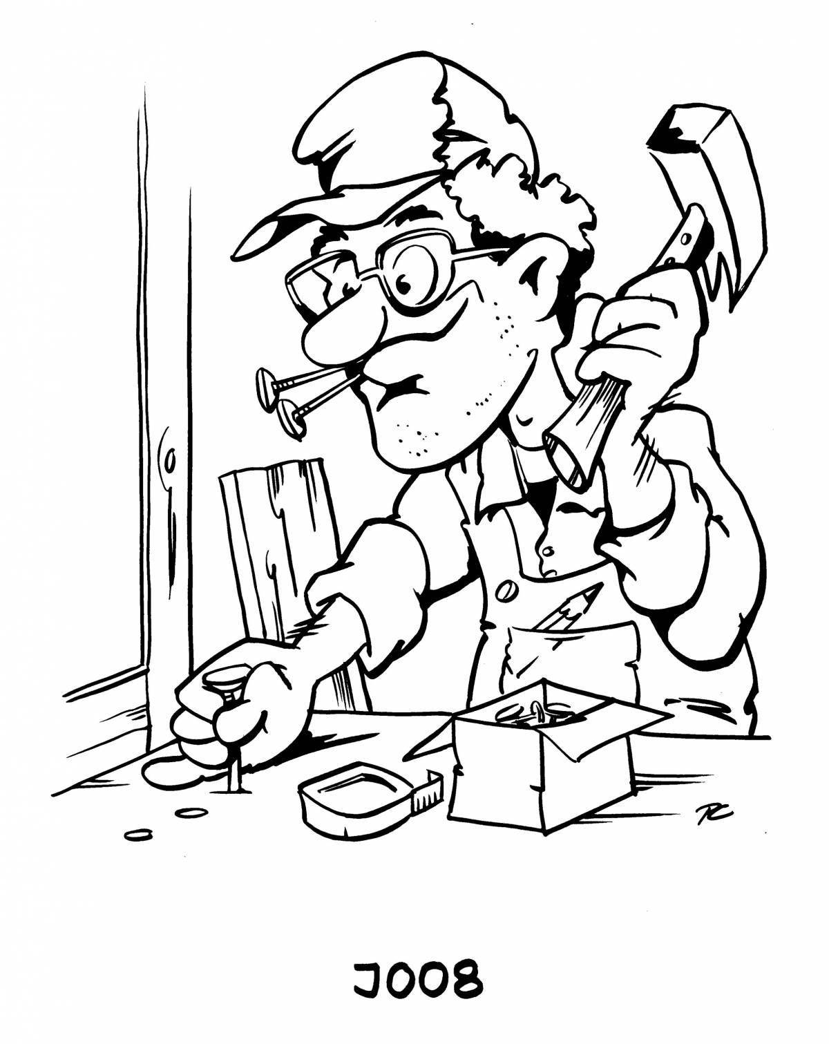 Color-explosion carpenter coloring page