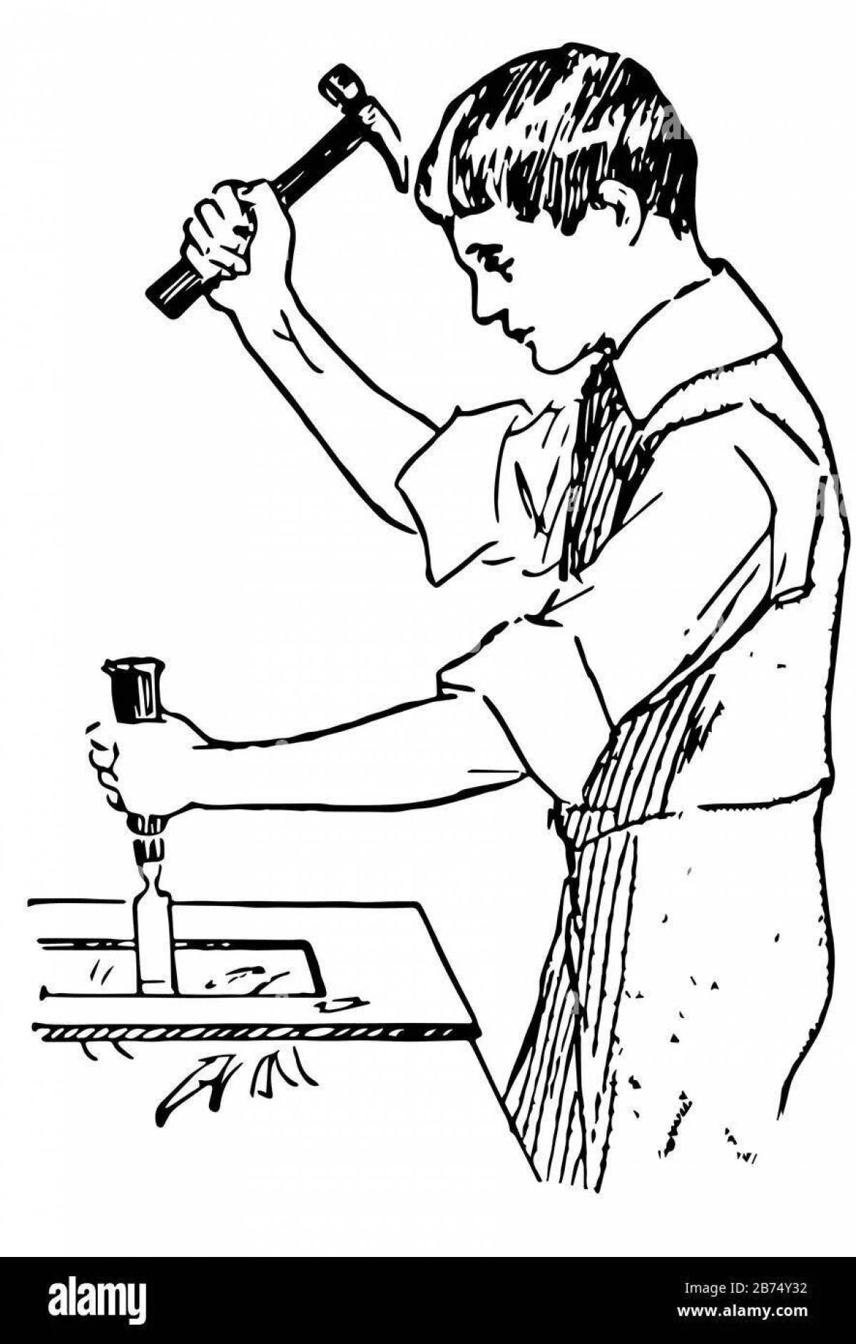 Color-explosive carpenter coloring page