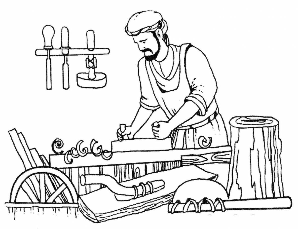 Color-dynamic carpenter coloring page