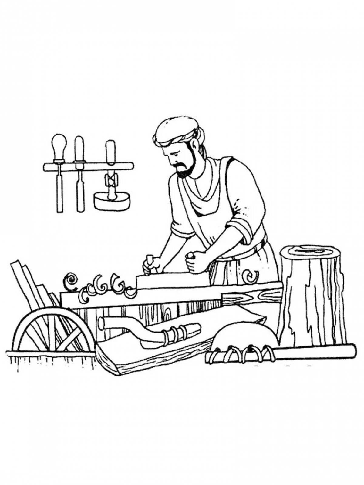 Glowing carpenter coloring page