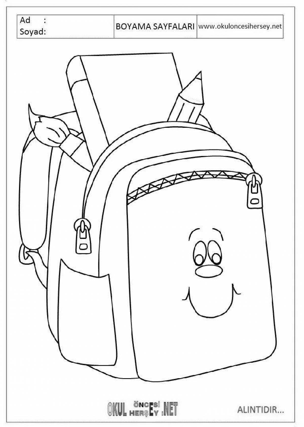 Coloring page cute backpack