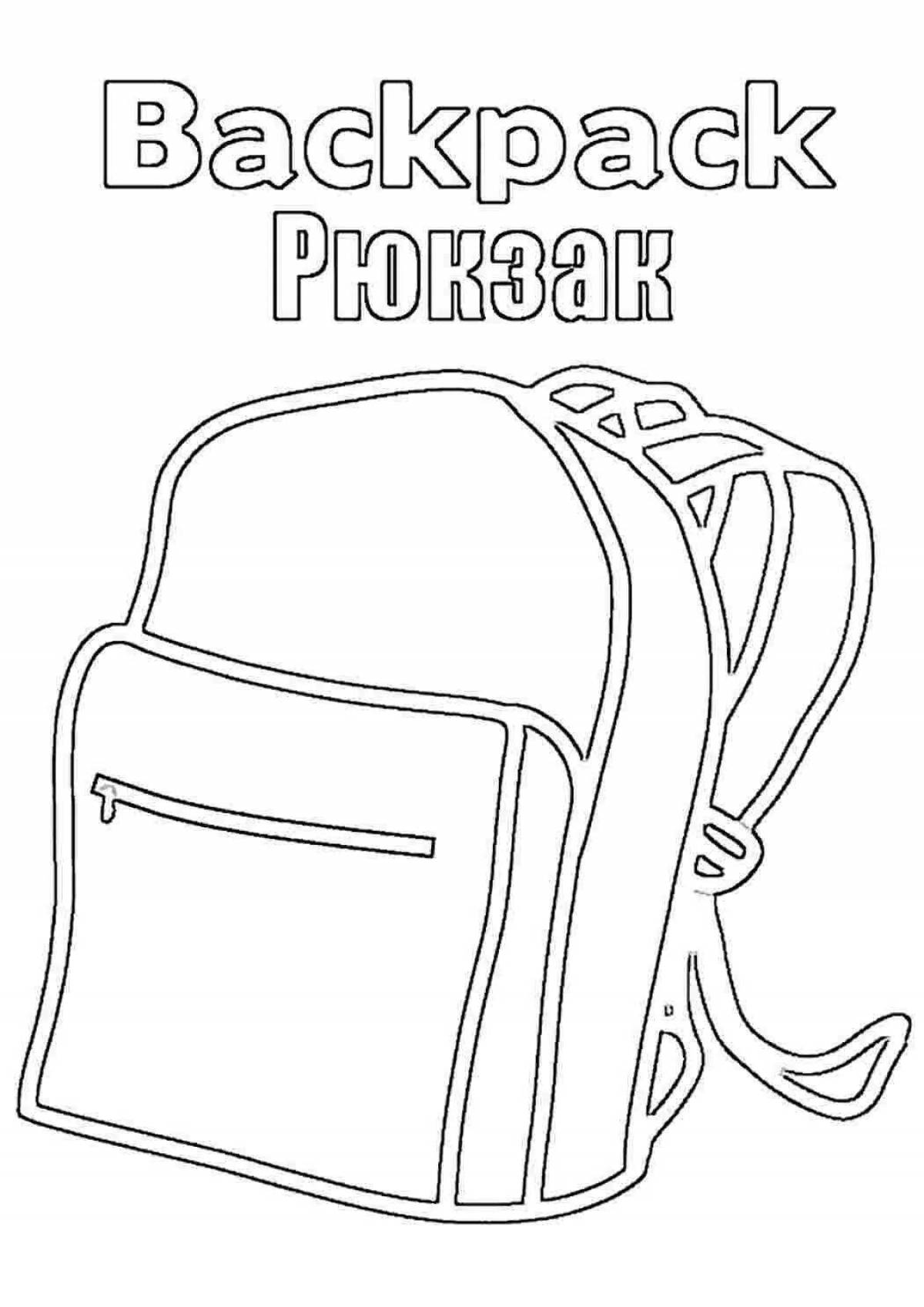 Coloring page stylish backpack