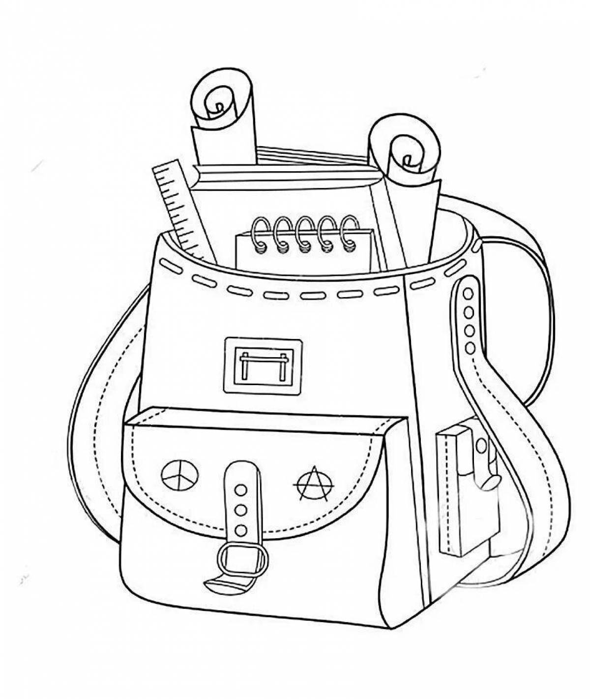 Impressive backpack coloring page