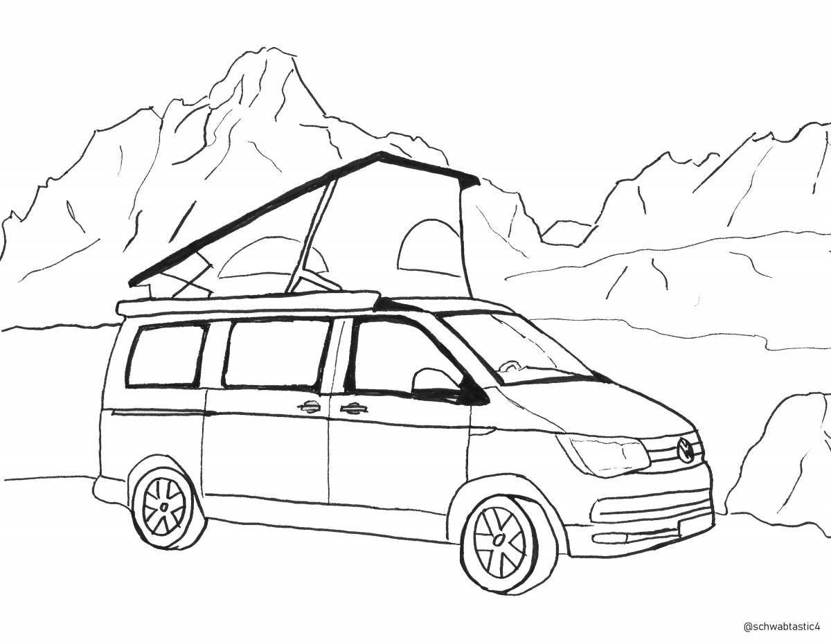 Colorful volkswagen coloring page