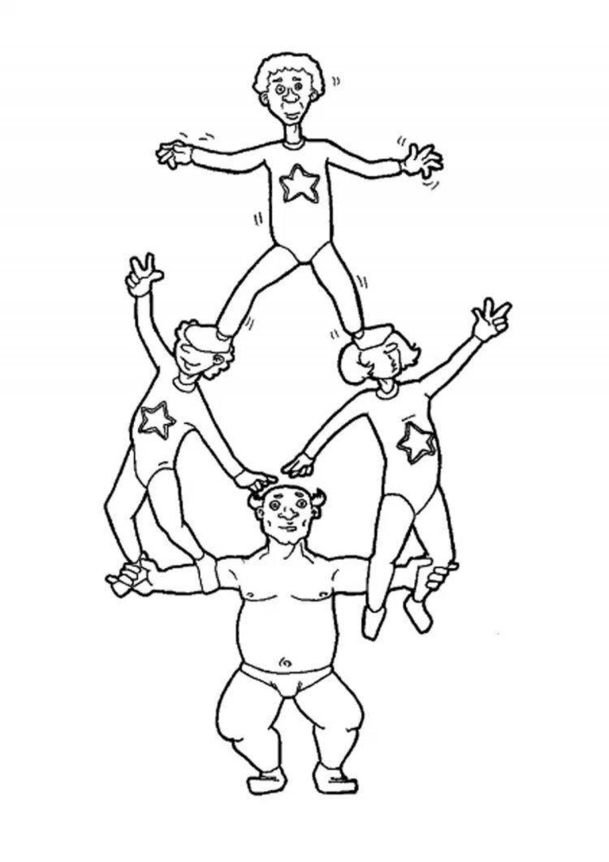 Colorful acrobat coloring page