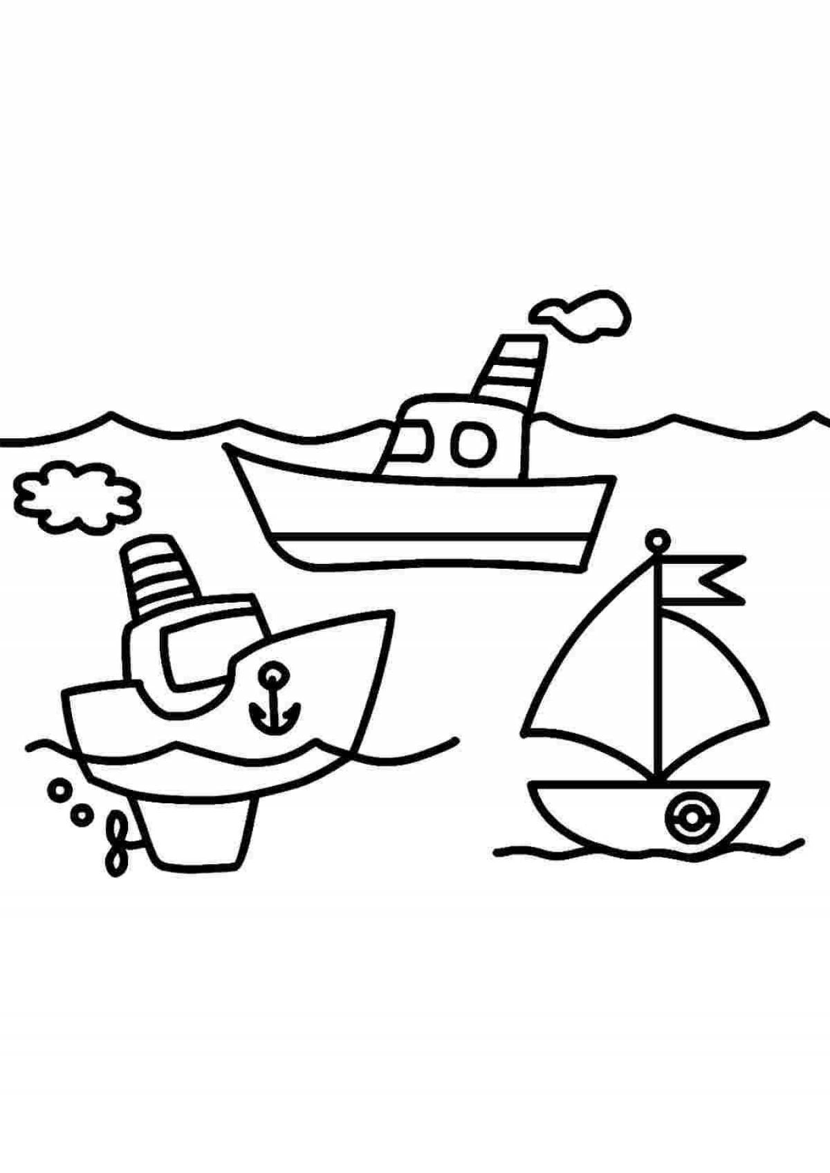 Adorable boat coloring book for 6-7 year olds
