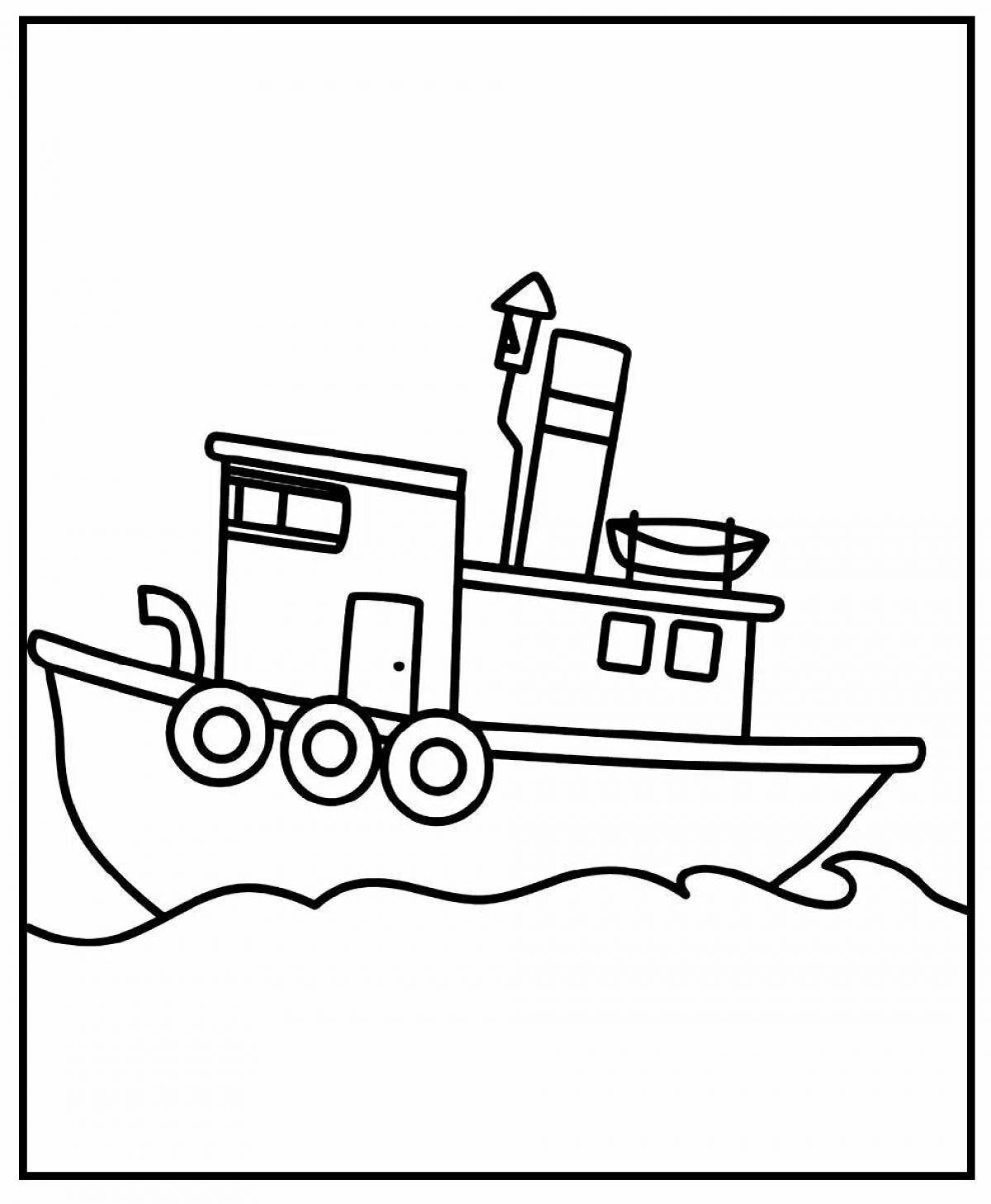 Adorable boat coloring book for children 6-7 years old