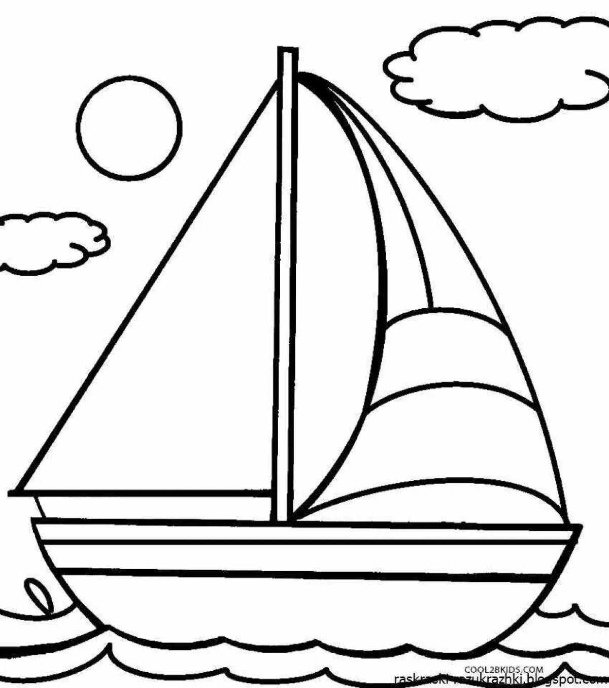 Attractive boat coloring book for 6-7 year olds
