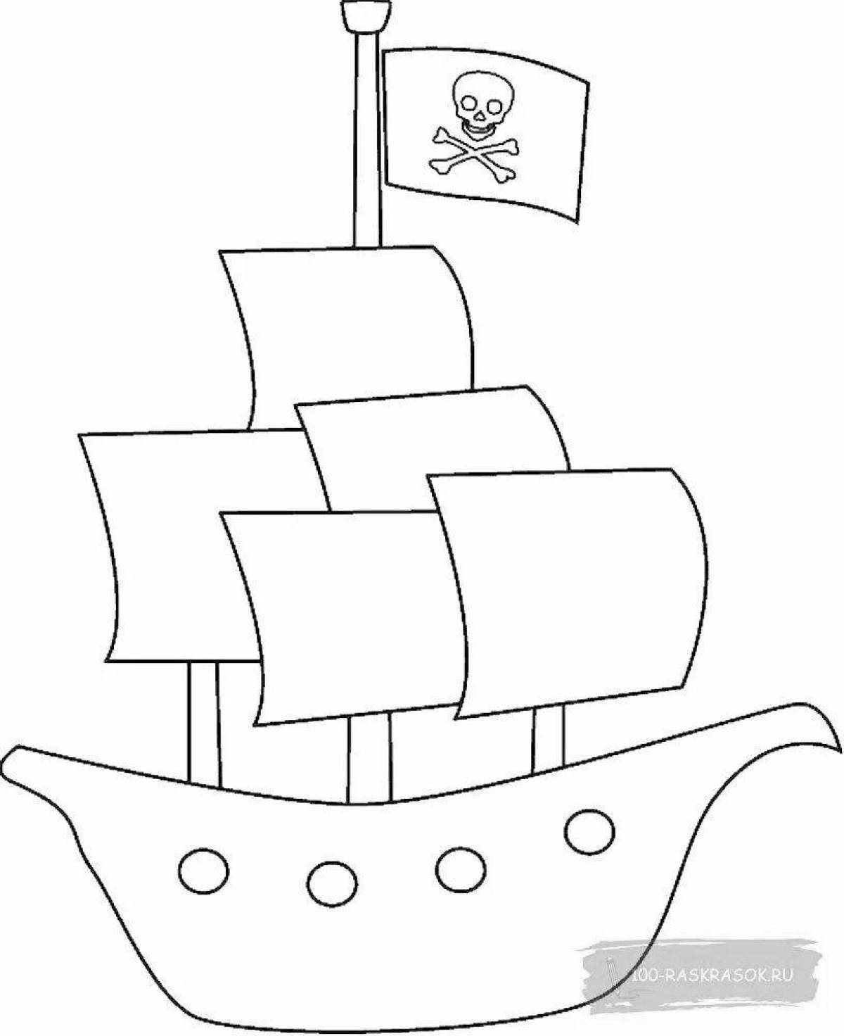 Amazing boat coloring page for 6-7 year olds