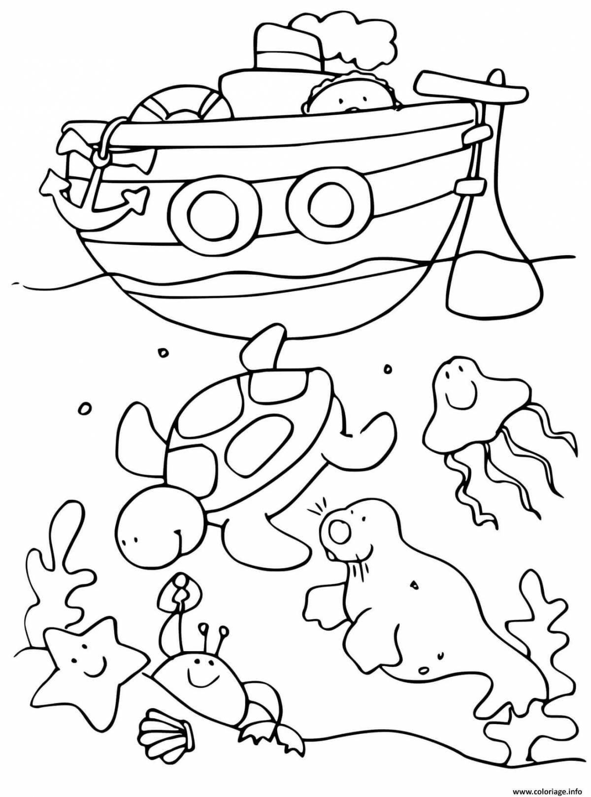 Чудесная раскраска лодки для детей 6-7 лет