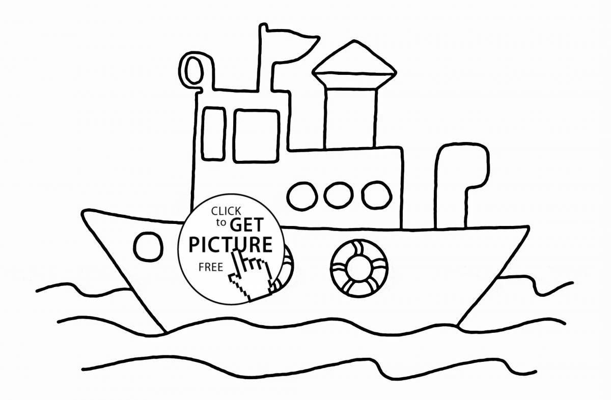 Exciting boat coloring book for 6-7 year olds