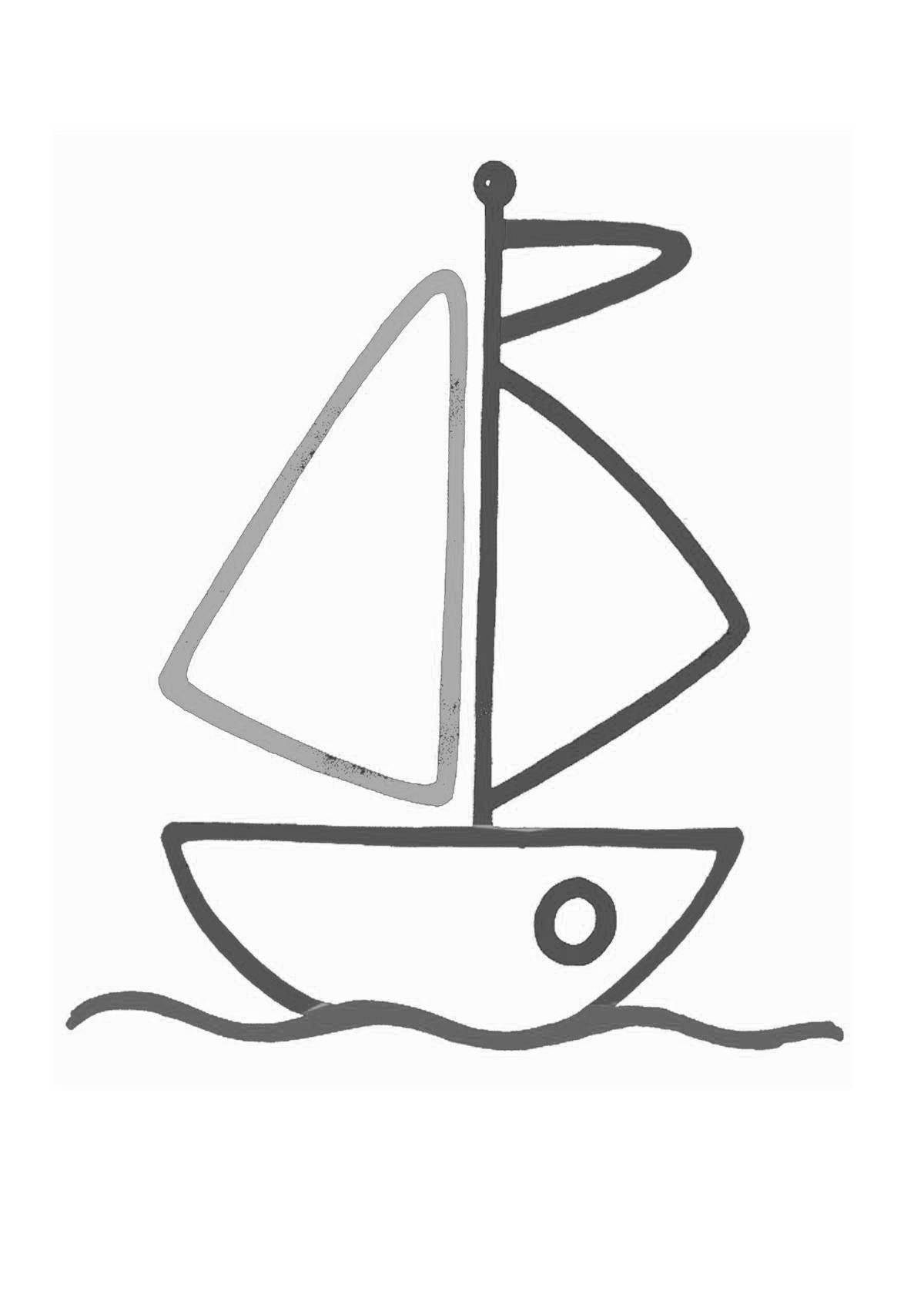 Cute boat coloring book for 6-7 year olds