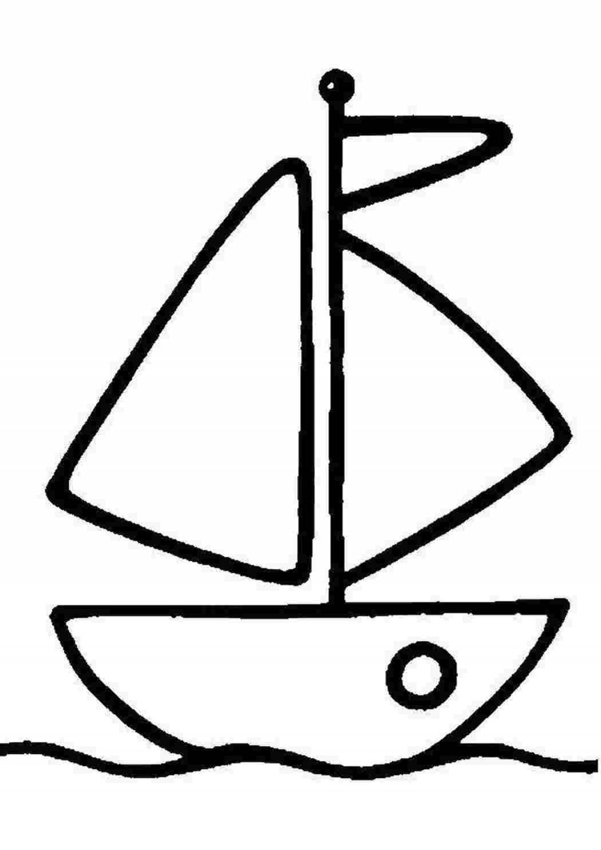 Sweet boat coloring book for children 6-7 years old