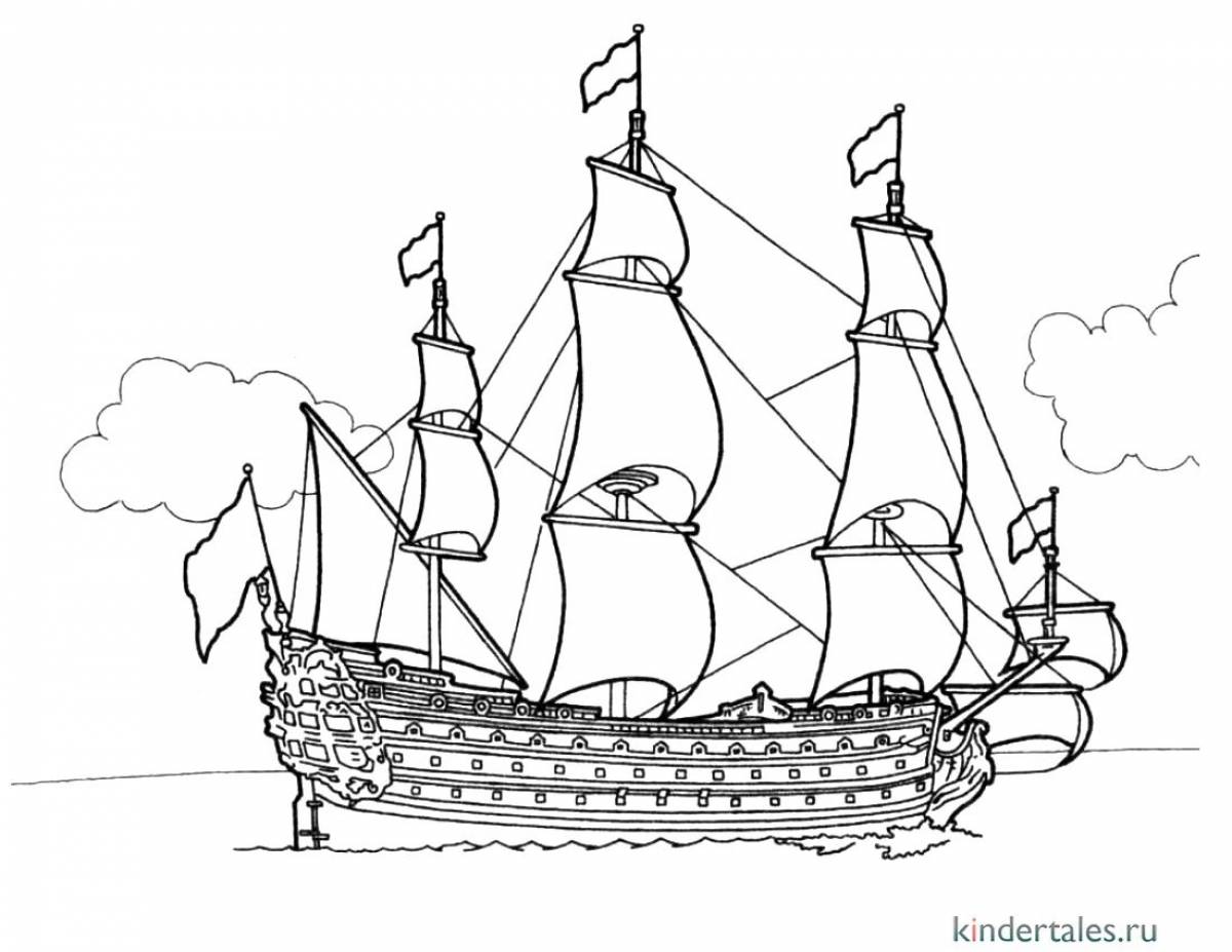 Fun boat coloring book for 6-7 year olds