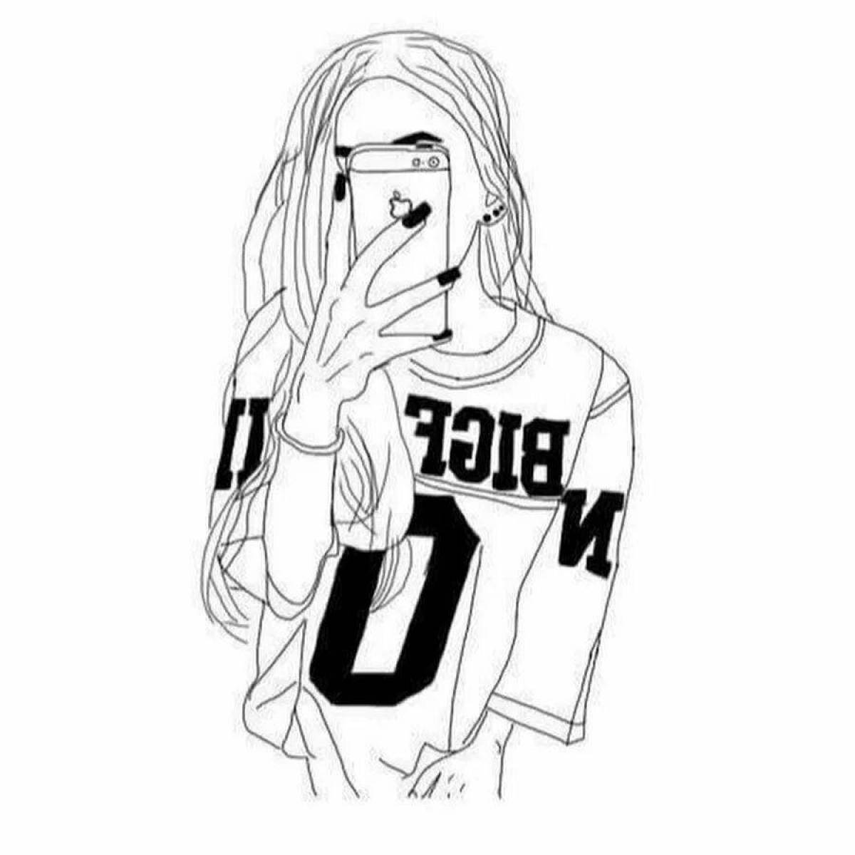 Coloring book glowing wife