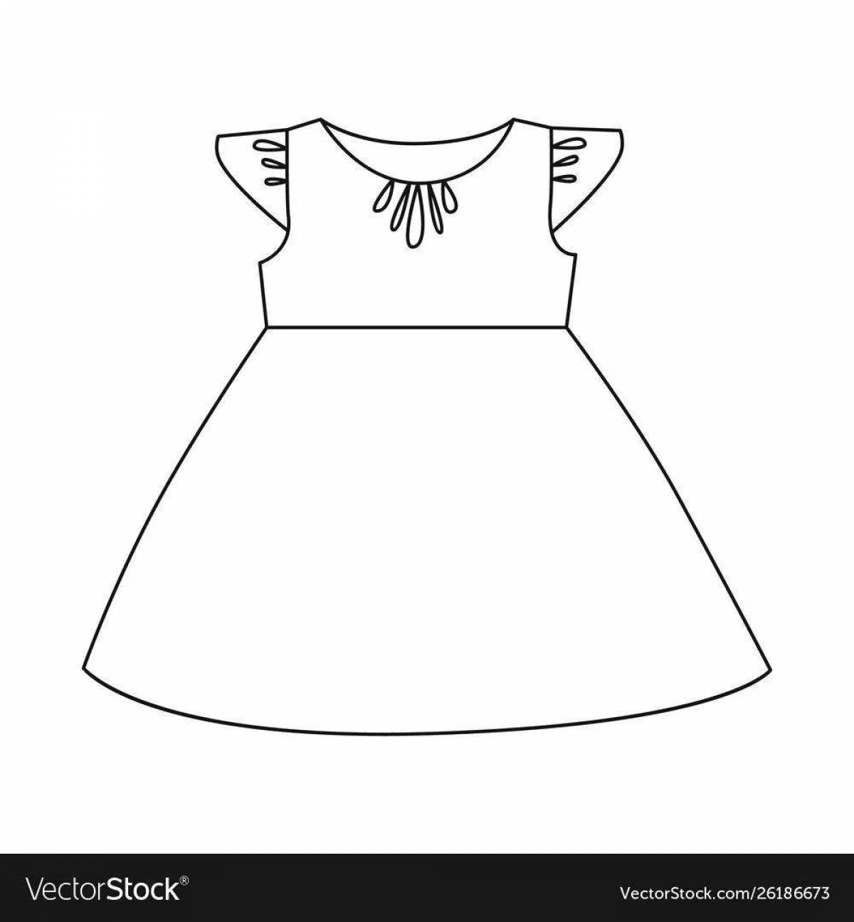 Очаровательное платье-раскраска для детей 4-5 лет