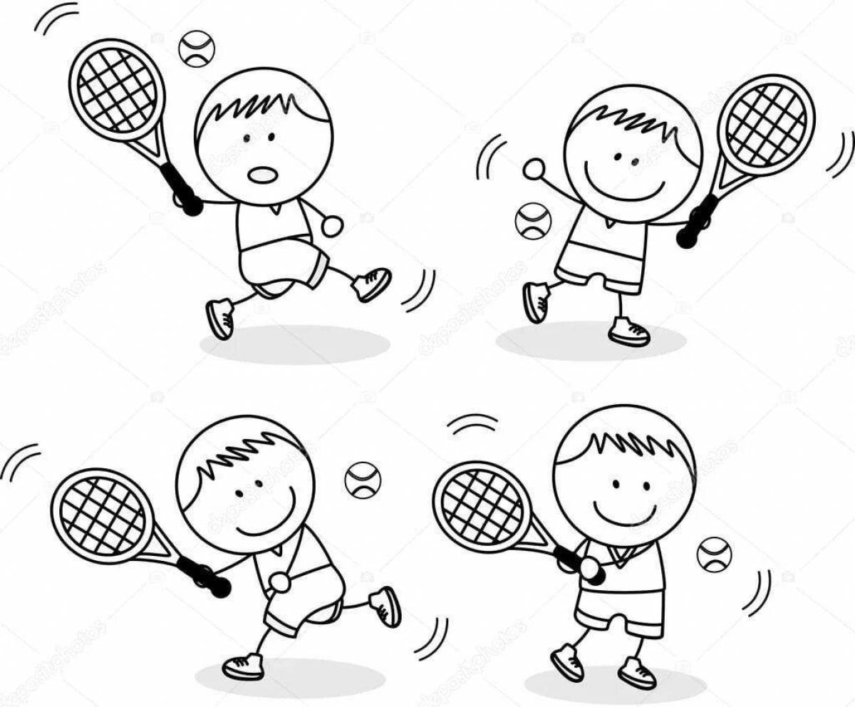 Playful badminton coloring page