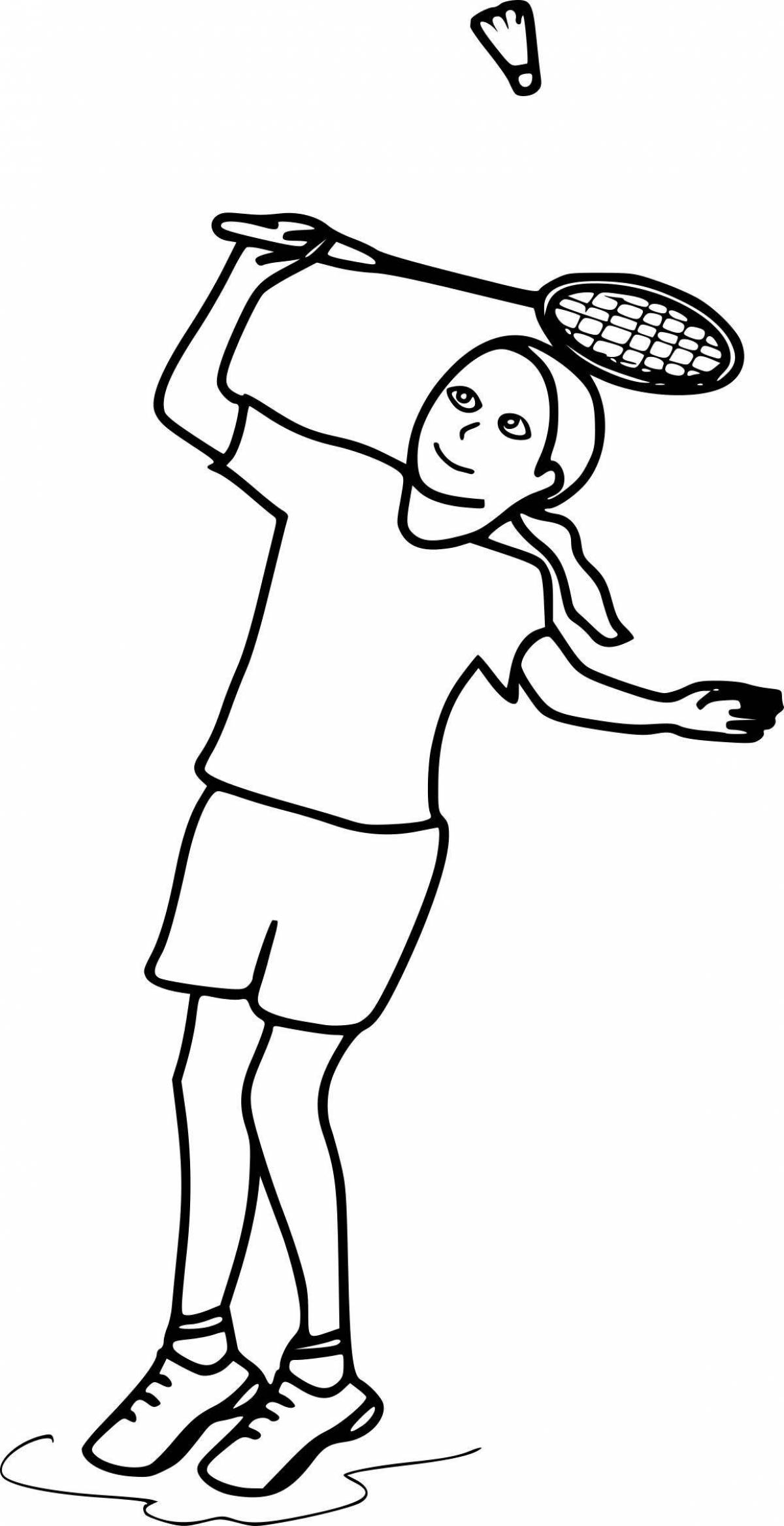 Funny badminton coloring book