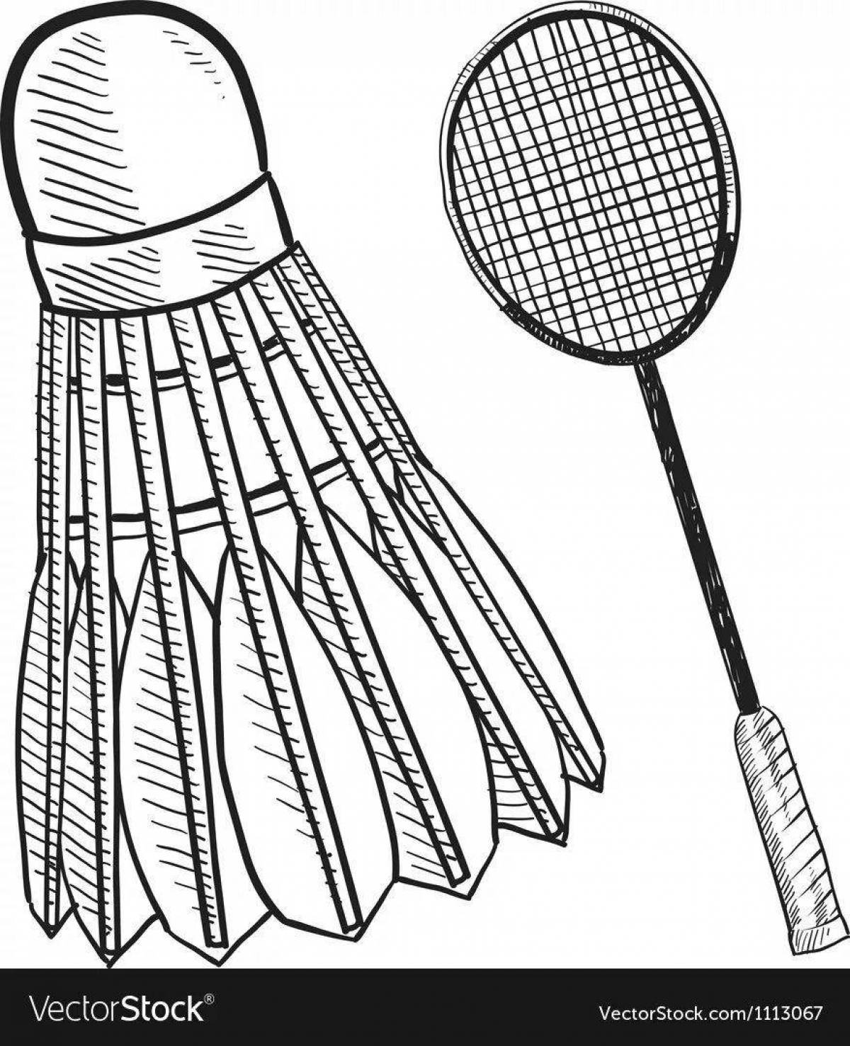 Adorable badminton coloring page