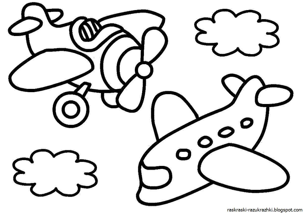 Раскраска для малышей самолетик