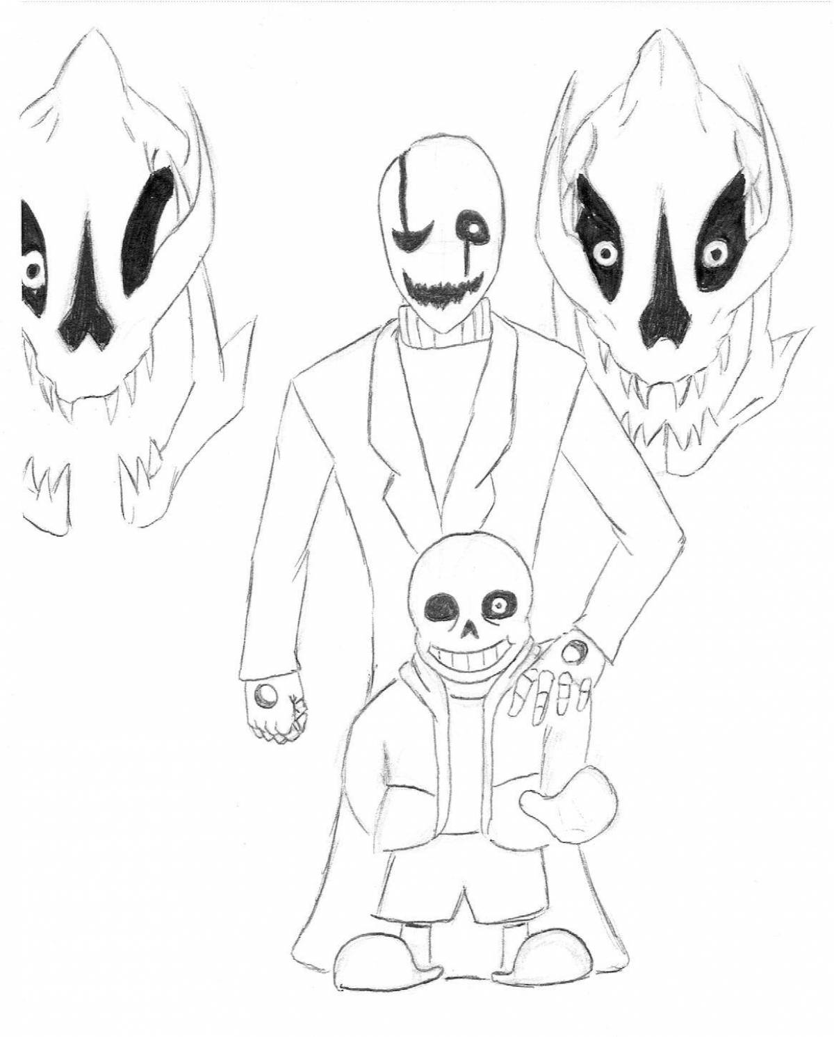Attractive gaster coloring page