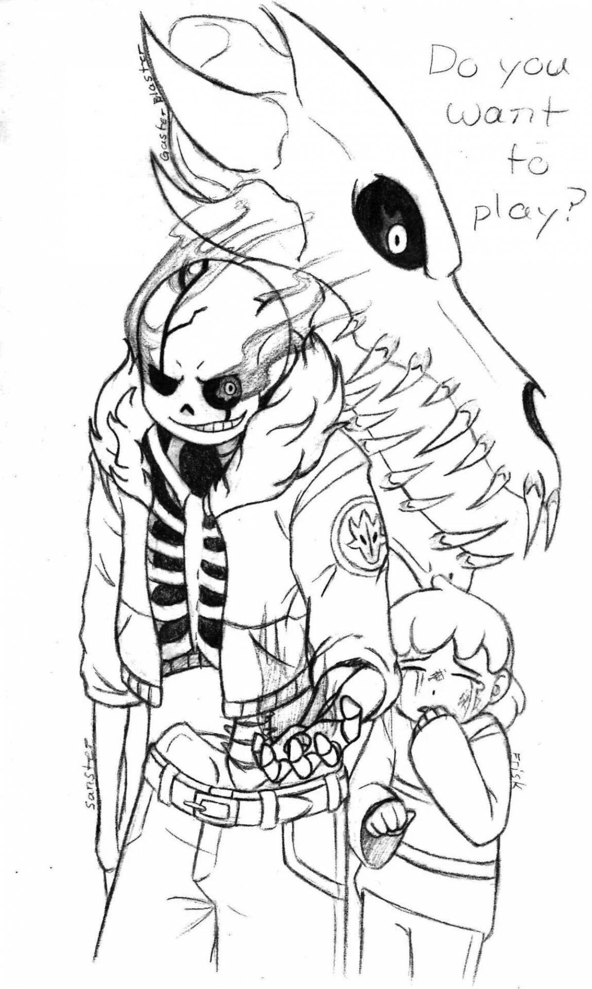 Coloring page mysterious gaster