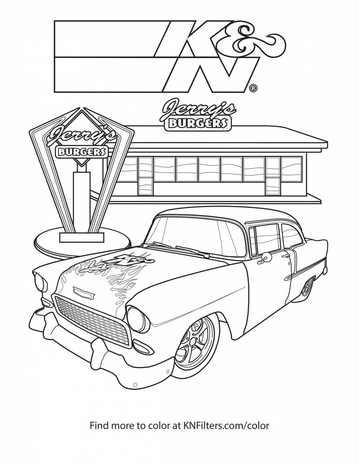 Glowing dragster coloring page