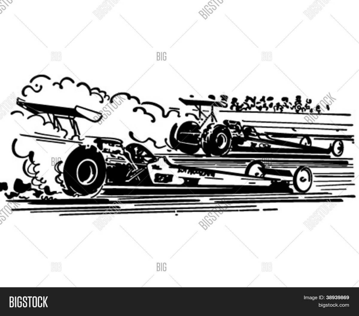 Attractive dragster coloring page