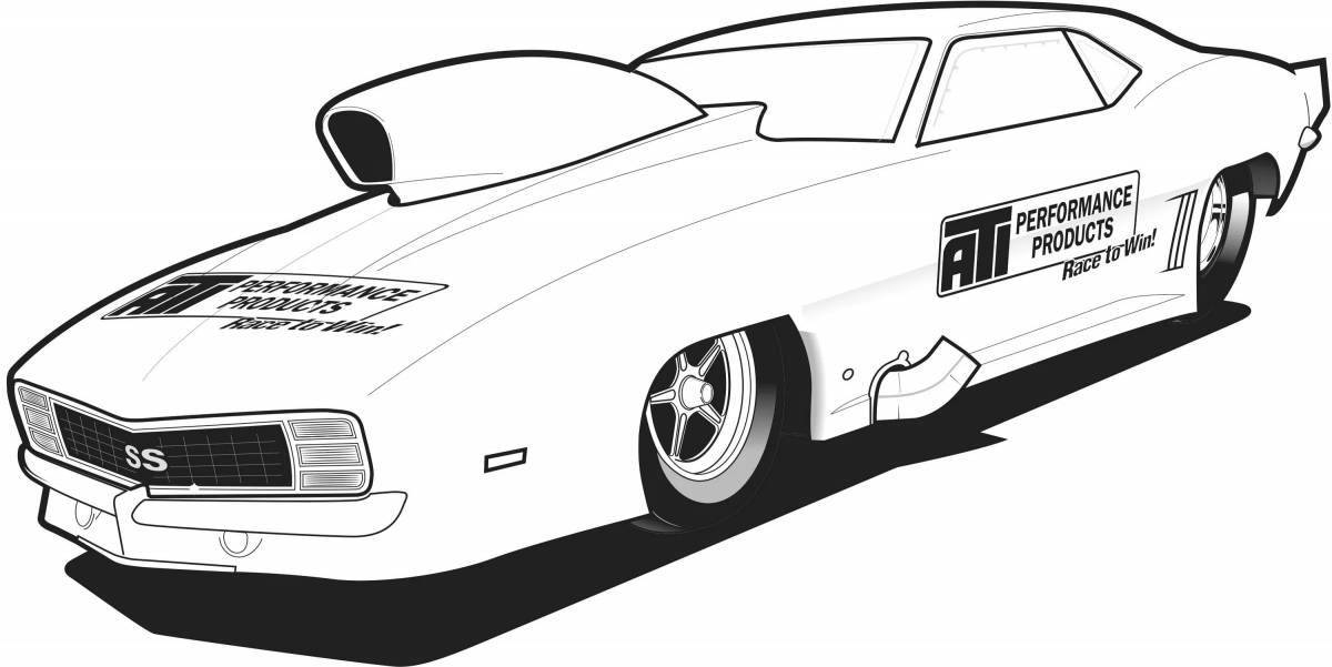 Adorable dragster coloring page