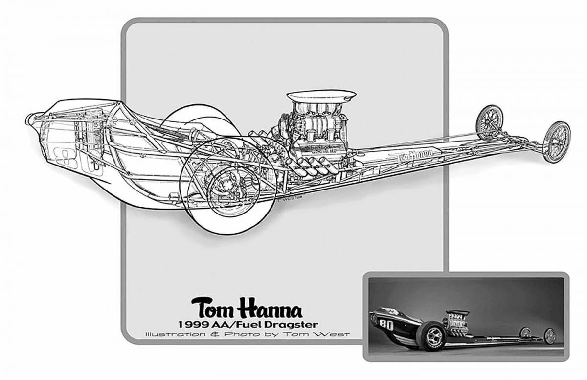 Fabulous dragster coloring page