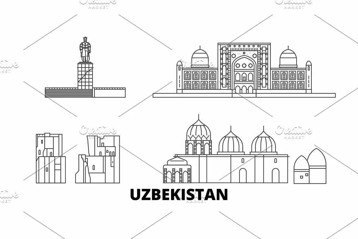 Coloring page poetic uzbekistan